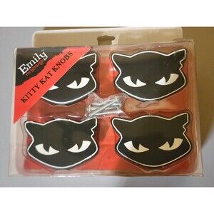 Emily the Strange Cat Drawer Knobs Set of 4 – 2004 Gothic Cabinet Pulls Rare